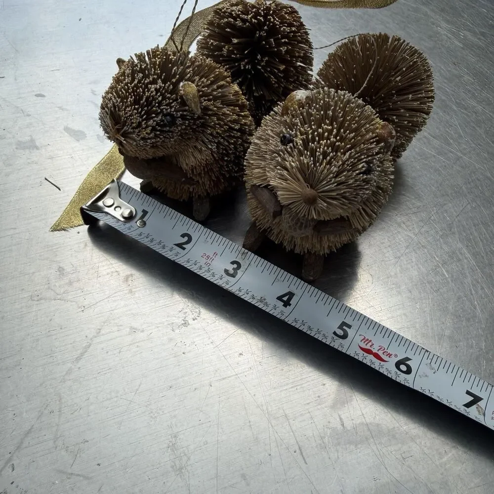 Bottle Brush Squirrel Ornaments Set of 2 Woodland Rustic Christmas Decor